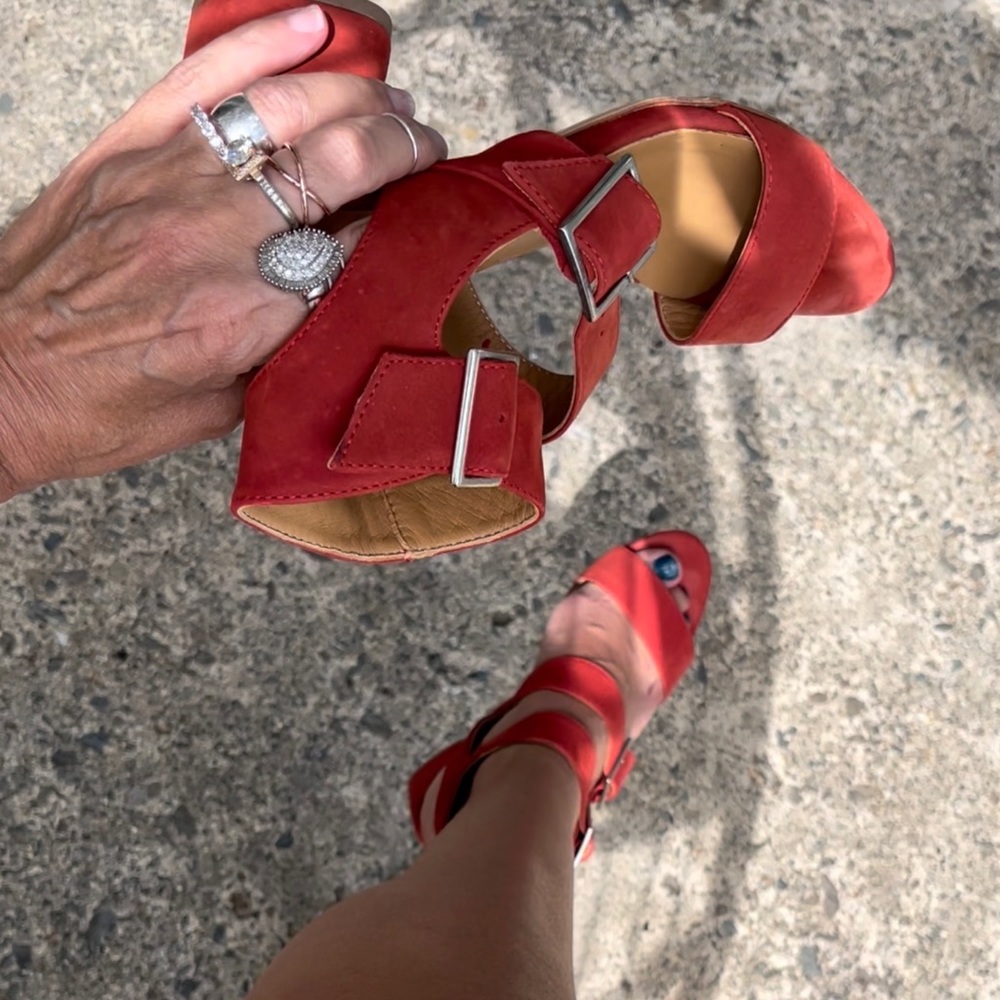 Rust Red Suede Sandals - Picture 15 of 17